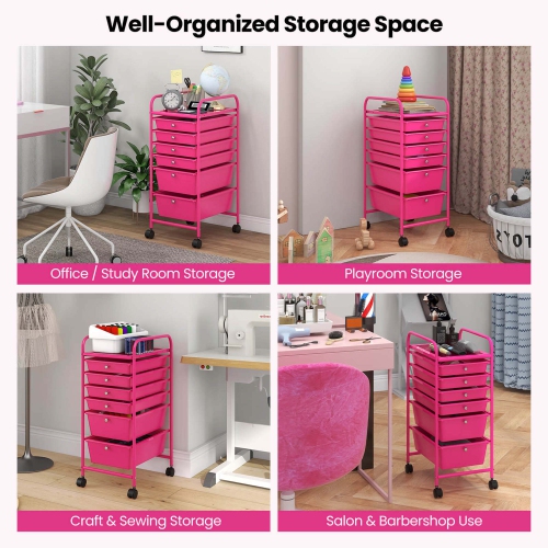 Costway 6 Drawer Rolling Storage Cart Scrapbook Paper Office Organizer