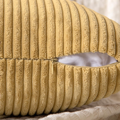 Khaki Corduroy Pillow Covers Pack of 2 Boho Decorative Spliced Soft Solid Couch Pillowcases Cross Patchwork Textured Cushion Covers for Living Room