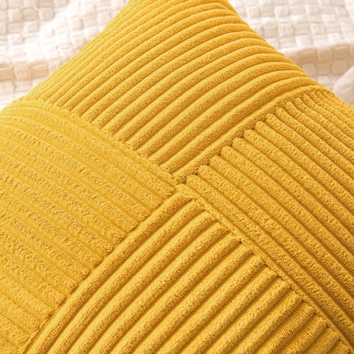 Mustard Yellow Corduroy Pillow Covers Pack of 2 Boho Decorative Spliced Soft Solid Couch Pillowcases Cross Patchwork Textured Cushion Covers for