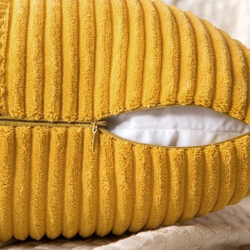 Mustard Yellow Corduroy Pillow Covers Pack of 2 Boho Decorative Spliced Soft Solid Couch Pillowcases Cross Patchwork Textured Cushion Covers for