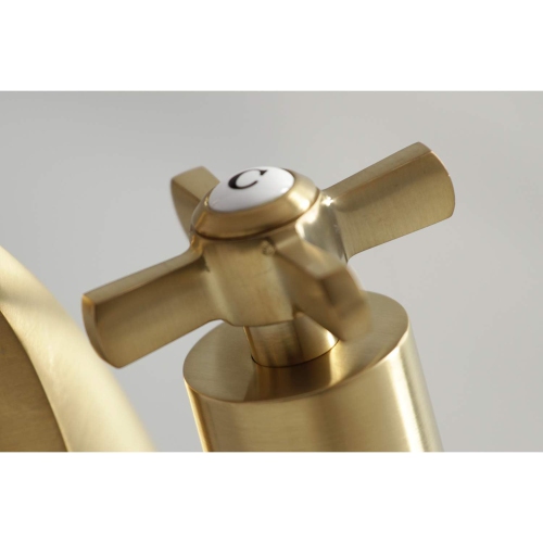 Kingston Brass KS4947ZX Millennium Mini-Widespread Lavatory Faucet with Brass Pop-Up, Satin