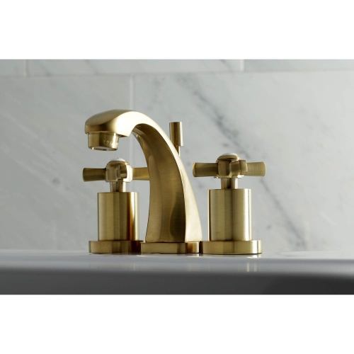 Kingston Brass KS4947ZX Millennium Mini-Widespread Lavatory Faucet with Brass Pop-Up, Satin