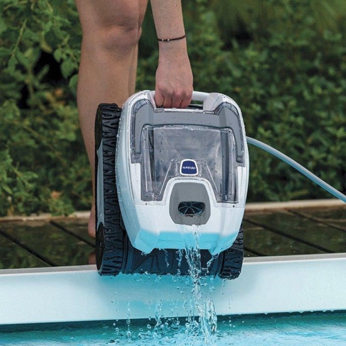Nettoyant de piscine robotique P70 de Polaris pour piscines hors terre, couvercle transparent avec réservoir filtrant facile à nettoyer, compact et