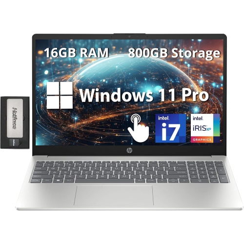HP  15.6" Fhd Touchscreen Laptop, Intel I7-1255U, 800GB Storage (512GB SSD+288GB Docking Station Set), 16GB Ram, Intel Iris Xe Graphics, Num Pad, HD