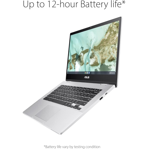 ASUS Chromebook CX1, 14" FHD NanoEdge Display, Intel Celeron N4500 Processor, 64GB eMMC, 8GB RAM, ChromeOS, Transparent Silver, CX1400CKA-BS01-CB