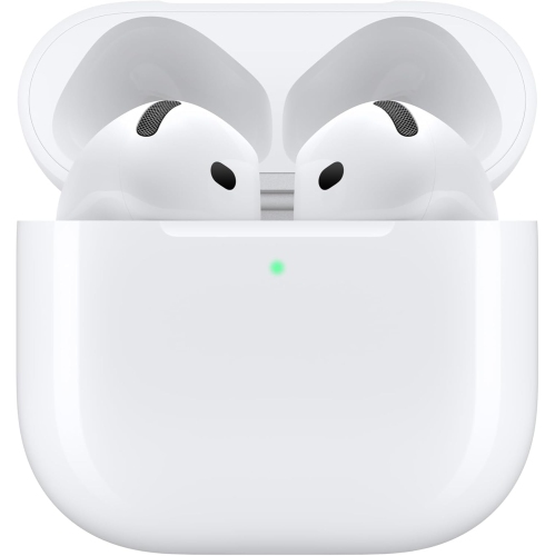 Écouteurs boutons sans fil AirPods 4 d'Apple, Bluetooth, audio spatial personnalisé, résistant à la sueur et à l'eau, étui de chargement USB-C, puce