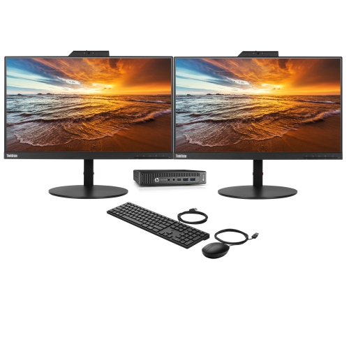 Refurbished AIO HP mini with 2 Display 22" FHD IPS LED , i5-6500T, 8GB, 256GB PCIe, 1 Year Warranty, 101008-21222