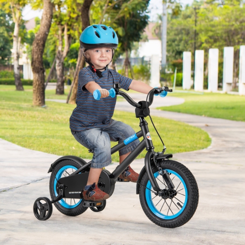 Costway 12" Kids Bike with Adjustable Saddle Handlebar Removable Training Wheels Handbrake