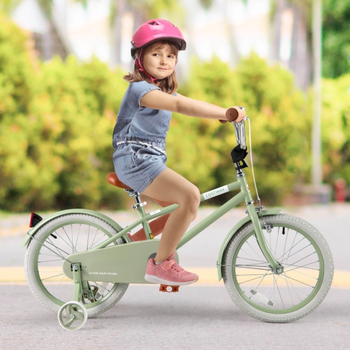 Costway 18" Kids Bike with Adjustable Saddle Handlebar Removable Training Wheels Handbrake