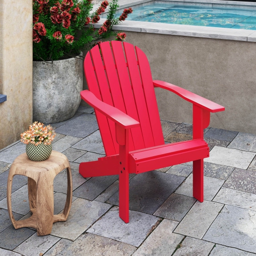 Costway Patio Adirondack Chair with Inclined Seat High Backrest & Wide Armrests