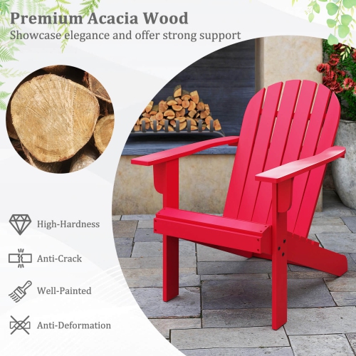 Costway Patio Adirondack Chair with Inclined Seat High Backrest & Wide Armrests