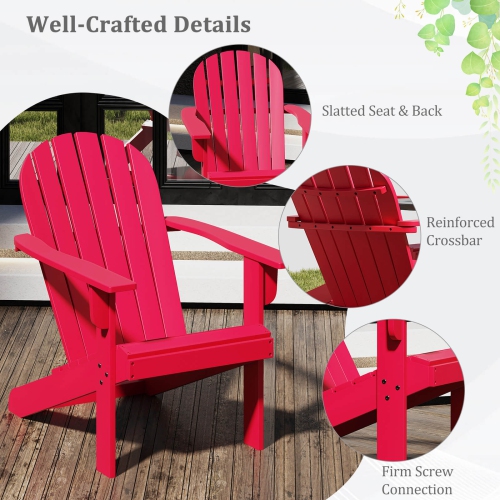 Costway Patio Adirondack Chair with Inclined Seat High Backrest & Wide Armrests