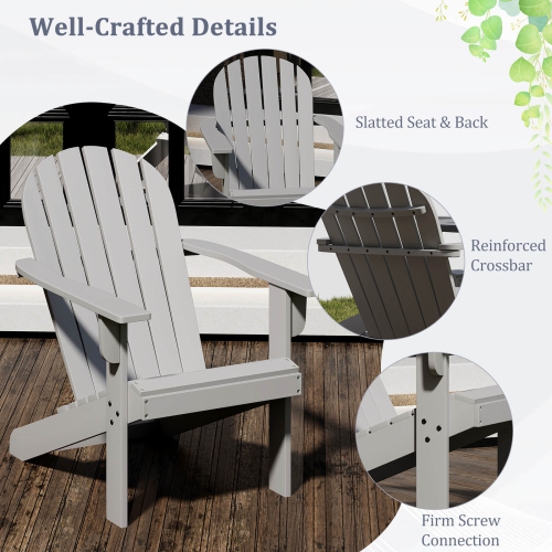 Costway Patio Adirondack Chair with Inclined Seat High Backrest & Wide Armrests