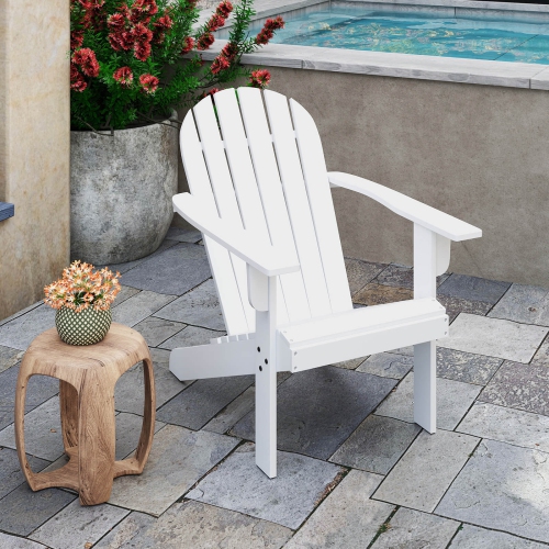 Costway Patio Adirondack Chair with Inclined Seat High Backrest & Wide Armrests