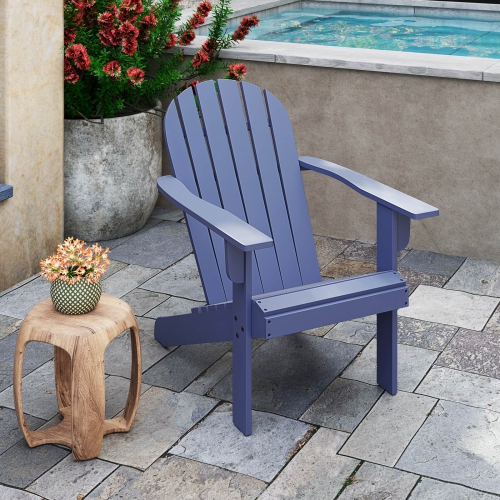 Costway Patio Adirondack Chair with Inclined Seat High Backrest & Wide Armrests