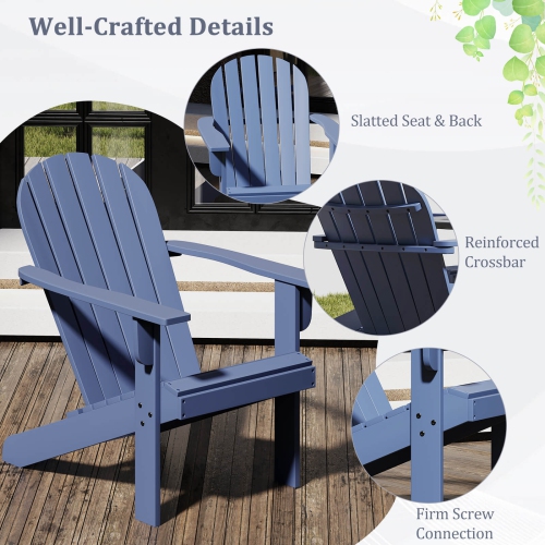 Costway Patio Adirondack Chair with Inclined Seat High Backrest & Wide Armrests