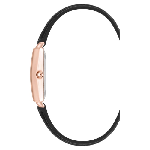 Anne Klein Ladies Rectangular 21 mm Watch with Rose Gold tone and Black Croc PU Strap