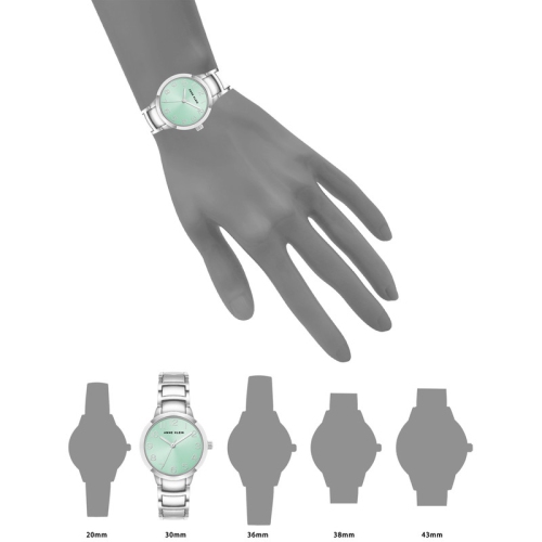 Anne Klein Women’s 30mm Silver-Tone Round Watch with Aqua Dial and Bracelet