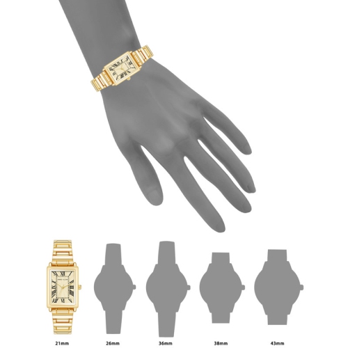 Anne Klein Ladies Rectangular 21mm Watch with Gold tone Bracelet Strap