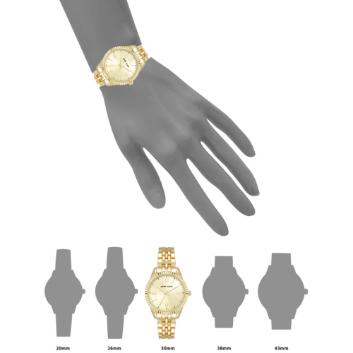 Montre ronde pour femmes 30 mm dorée avec cadran et bracelet champagne d'Anne Klein