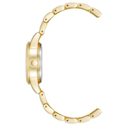 Montre ronde pour femmes 30 mm dorée avec cadran et bracelet champagne d'Anne Klein