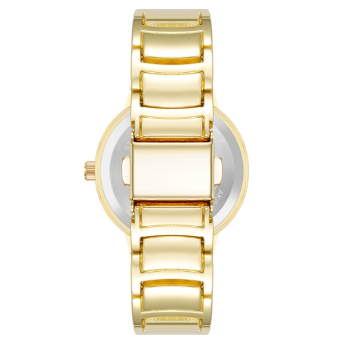 Montre ronde pour femmes 30 mm dorée avec cadran noir et lunette sertie de cristaux d'Anne Klein