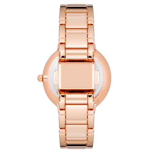 Anne Klein Women’s 32mm Rose Gold Round Watch with Navy Dial and Metal Bracelet