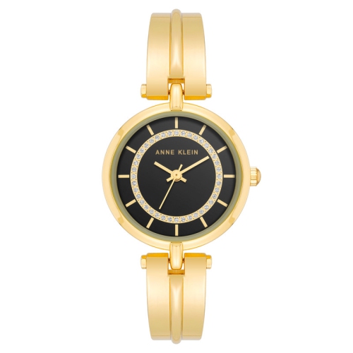 ANNE KLEIN  Ladies Round 30MM Watch With Dial, Gold Bracelet Strap In Black