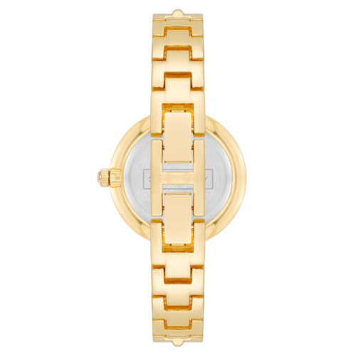 Anne Klein Ladies Round 30mm Watch with Black Dial, Gold Bracelet Strap
