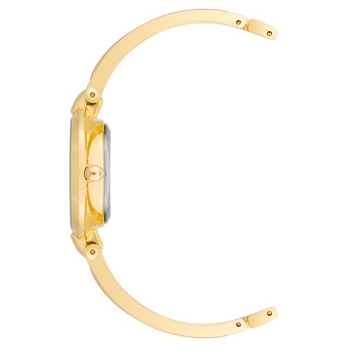 Anne Klein Ladies Round 30mm Watch with Black Dial, Gold Bracelet Strap