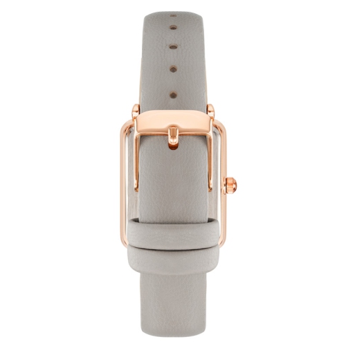 Anne Klein Ladies 26mm Rose Gold-Tone Rectangular Watch with Taupe Dial and Taupe Vegan Leather Strap