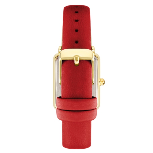 Anne Klein Ladies Rectangular 26mm Watch with Gold Tone and Bold Red Strap