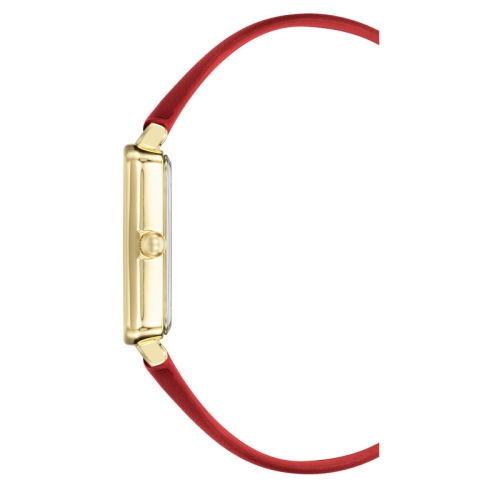 Anne Klein Ladies Rectangular 26mm Watch with Gold Tone and Bold Red Strap