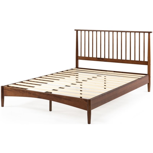 ZINUS  Linda Vertical Type Wooden Headboard Platform King Bed In In Mahogany Platform Wood Frame bed