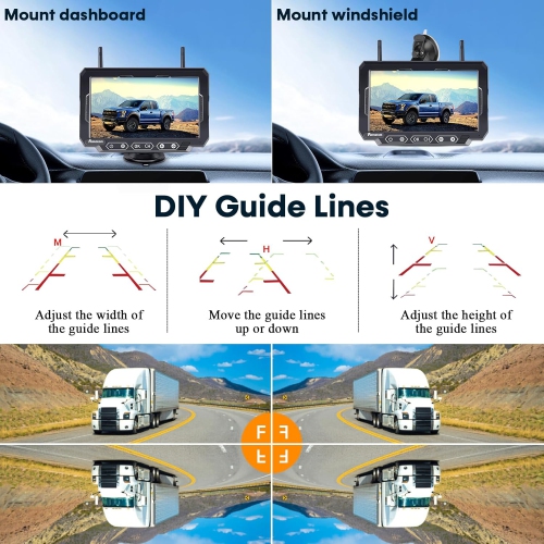 Magnetic Solar Wireless Backup Camera: 7" DVR Portable 1 Min Easy Install Scratch-Proof No Delay Truck Trailer Hitch Rear View Camera Rechargeable HD