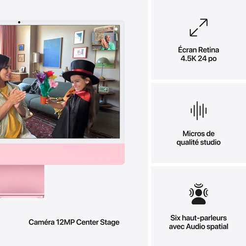 iMac de 24 po d'Apple - Rose (puce M4 d'Apple/processeur graphique 8 coeurs/RAM 16 Go/SSD 256 Go) - Anglais