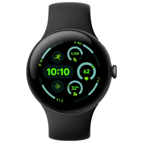 Refurbished - Google Pixel Watch 3 (GPS) 45mm Matte Black Aluminum Case with Obsidian Active Band