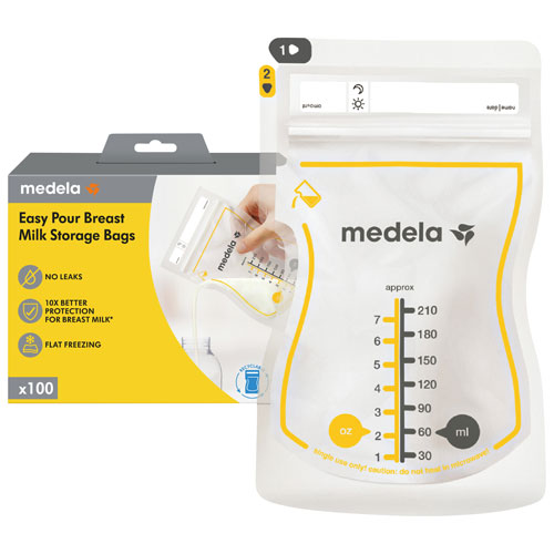 Image 1 of 4.. Medela Easy Pour 7 oz. Breast Milk Storage Bags - 100 Pack