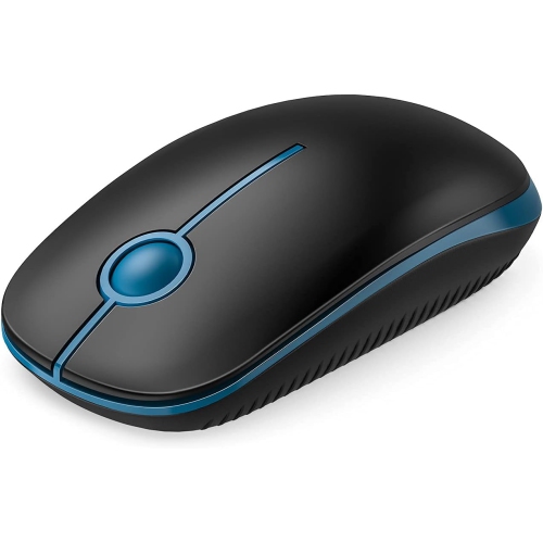 Wireless Mouse,2.4G Slim Portable Computer Mice with Nano Receiver for Computer, Notebook, Laptop, Black and Sapphire Blue