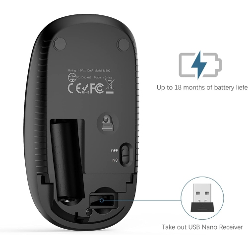 Wireless Mouse,2.4G Slim Portable Computer Mice with Nano Receiver for Computer, Notebook, Laptop, Black and Sapphire Blue