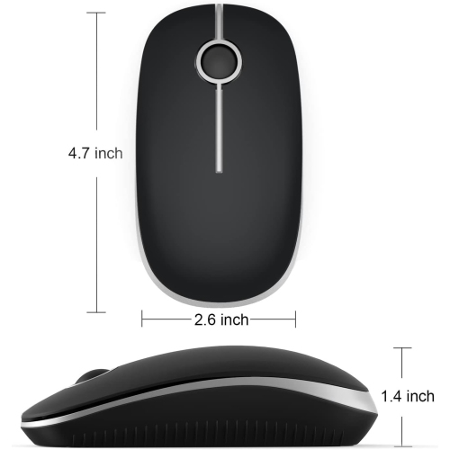 Wireless Mouse,2.4G Slim Portable Computer Mice with Nano Receiver for Computer, Notebook, Laptop, Black and Silver