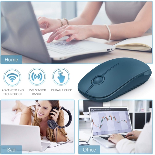 Wireless Mouse,2.4G Slim Portable Computer Mice with Nano Receiver for Computer, Notebook, Laptop, Sapphire Blue
