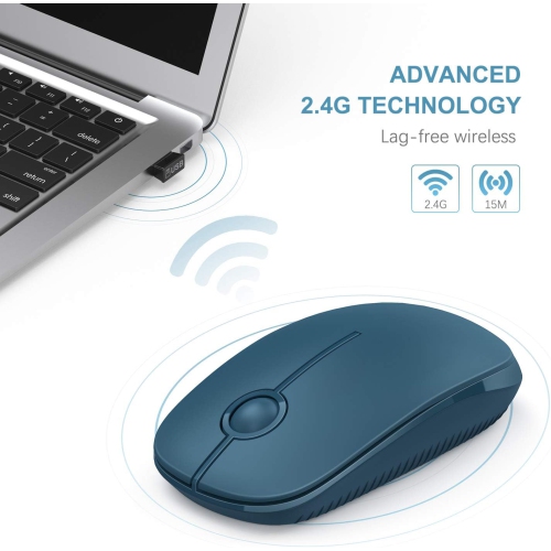 Wireless Mouse,2.4G Slim Portable Computer Mice with Nano Receiver for Computer, Notebook, Laptop, Sapphire Blue
