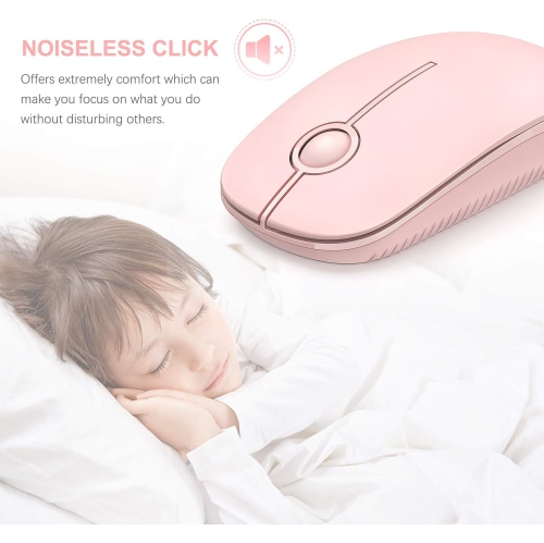 Souris sans fil, souris d'ordinateur portable mince 2,4 GHz avec nanorécepteur pour ordinateur, portable, portable, rose