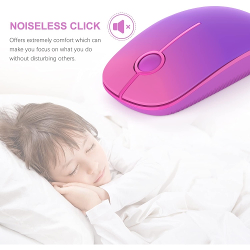 Wireless Mouse,2.4G Slim Portable Computer Mice with Nano Receiver for Computer, Notebook, Laptop, Gradient Purple