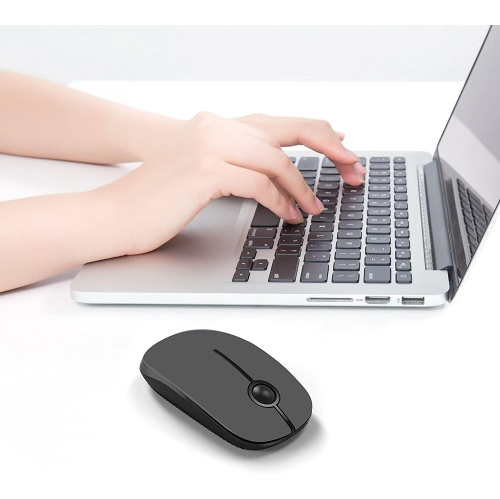 Wireless Mouse,2.4G Slim Portable Computer Mice with Nano Receiver for Computer, Notebook, Laptop, Black and Gray