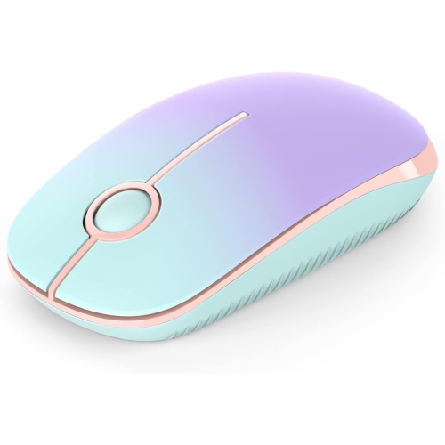 VECELOLIBILIS  Wireless Mouse, 2.4G Slim Portable Computer Mice With Nano Receiver for Computer, Notebook, Laptop, Mint to Purple In Green