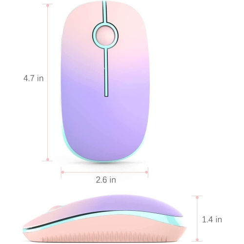 Wireless Mouse,2.4G Slim Portable Computer Mice with Nano Receiver for Computer, Notebook, Laptop, Pink to Purple