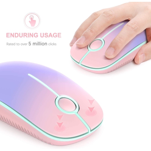 Wireless Mouse,2.4G Slim Portable Computer Mice with Nano Receiver for Computer, Notebook, Laptop, Pink to Purple