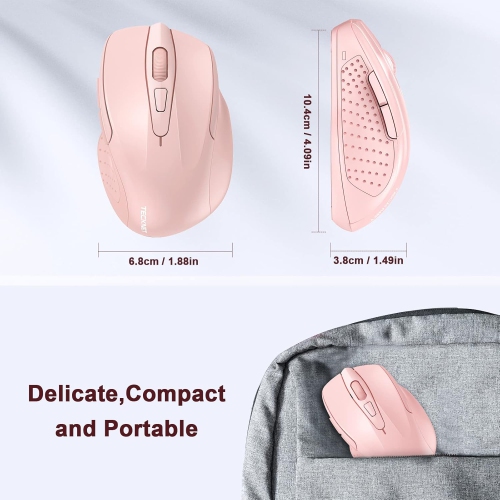 Souris sans fil 2,4 GHz pour portable, PC, ordinateur, 2600&nbsp;ppp à 6 boutons, 5 niveaux de réglage, rose